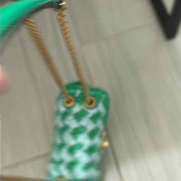 Kate Spade Green and Blue Mini straw Bag with Chevron Pattern - Picture 11 of 13